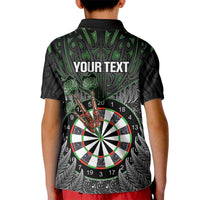 Personalised New Zealand Darts Kid Polo Shirt Dartboard Maori Fern Puhoro Art LT14 - Polynesian Pride