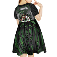 Personalised New Zealand Darts Kid Short Sleeve Dress Dartboard Maori Fern Puhoro Art LT14 - Polynesian Pride