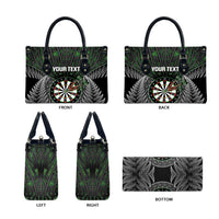 Personalised New Zealand Darts Leather Bag Dartboard Maori Fern Puhoro Art - Polynesian Pride
