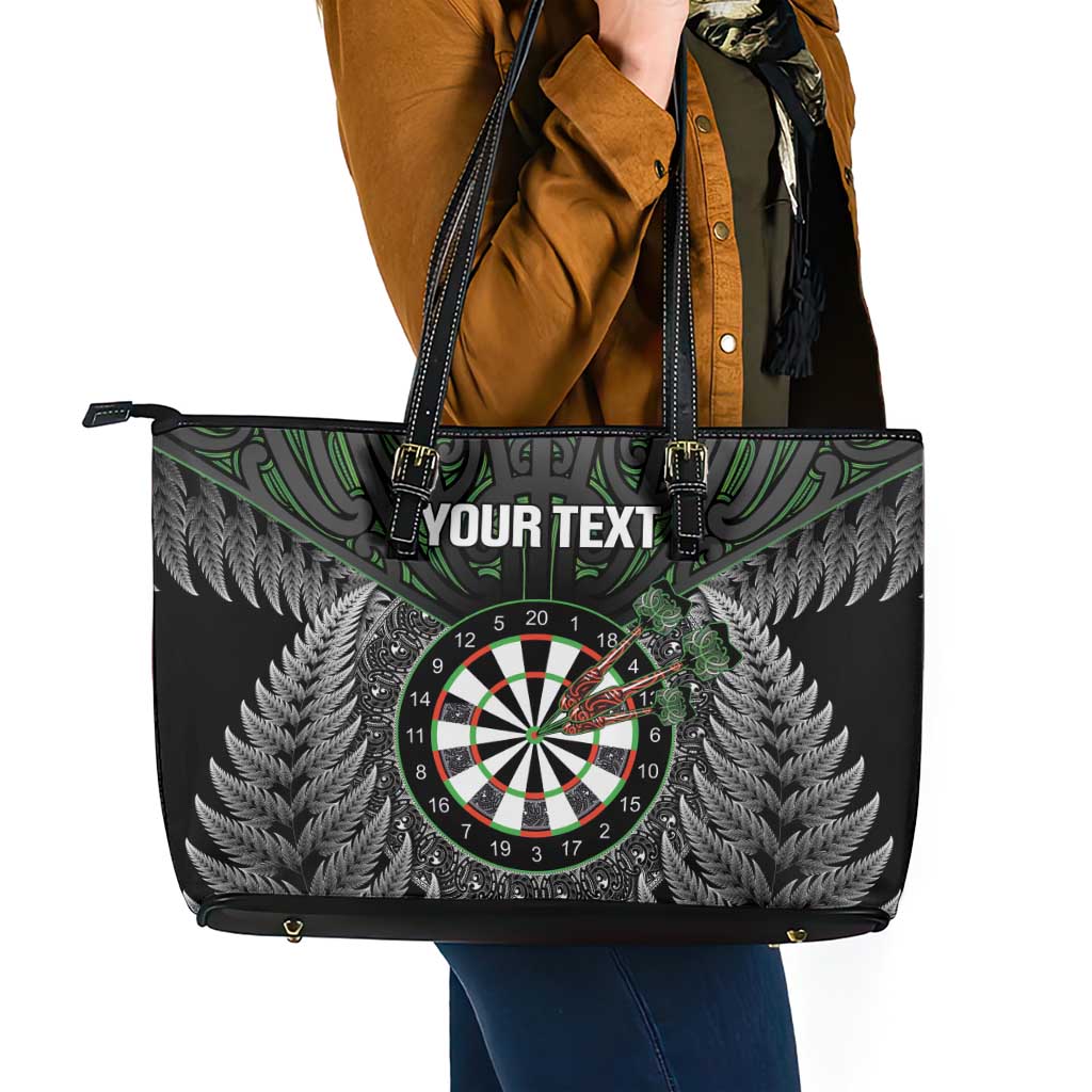 Personalised New Zealand Darts Leather Tote Bag Dartboard Maori Fern Puhoro Art LT14 - Polynesian Pride