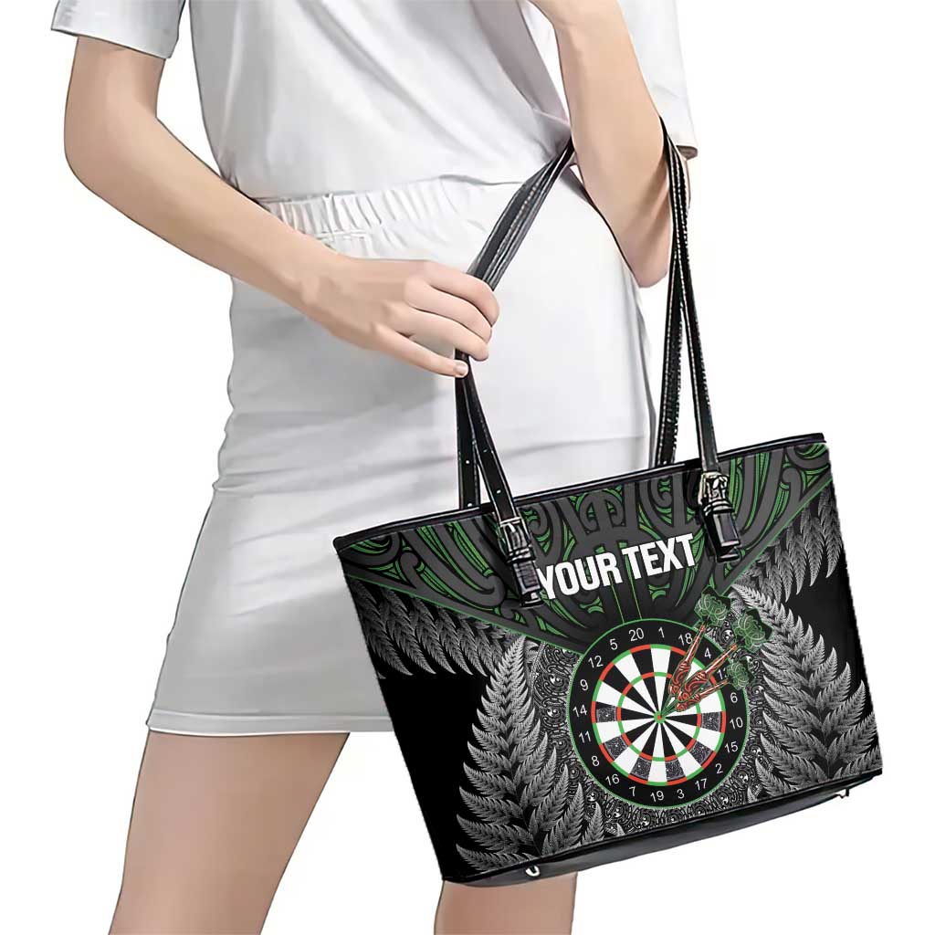 Personalised New Zealand Darts Leather Tote Bag Dartboard Maori Fern Puhoro Art LT14 - Polynesian Pride