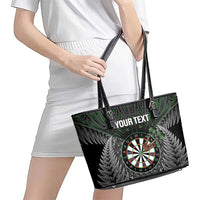 Personalised New Zealand Darts Leather Tote Bag Dartboard Maori Fern Puhoro Art LT14 - Polynesian Pride