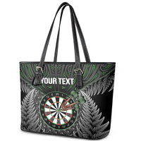 Personalised New Zealand Darts Leather Tote Bag Dartboard Maori Fern Puhoro Art LT14 - Polynesian Pride