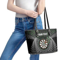 Personalised New Zealand Darts Leather Tote Bag Dartboard Maori Fern Puhoro Art LT14 - Polynesian Pride