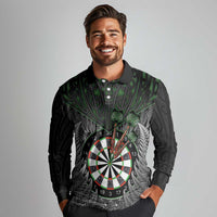 Personalised New Zealand Darts Long Sleeve Polo Shirt Dartboard Maori Fern Puhoro Art LT14 - Polynesian Pride