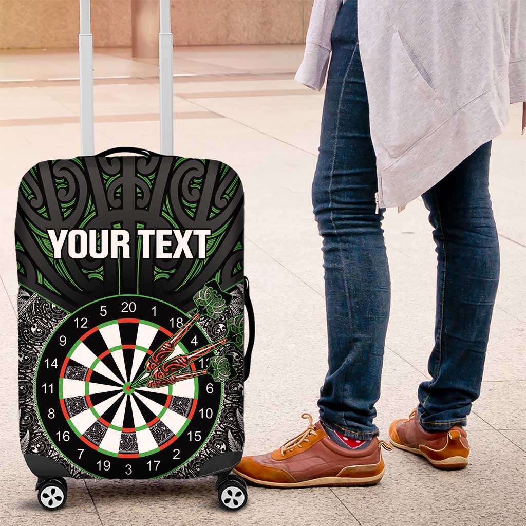 Personalised New Zealand Darts Luggage Cover Dartboard Maori Fern Puhoro Art LT14 Black - Polynesian Pride