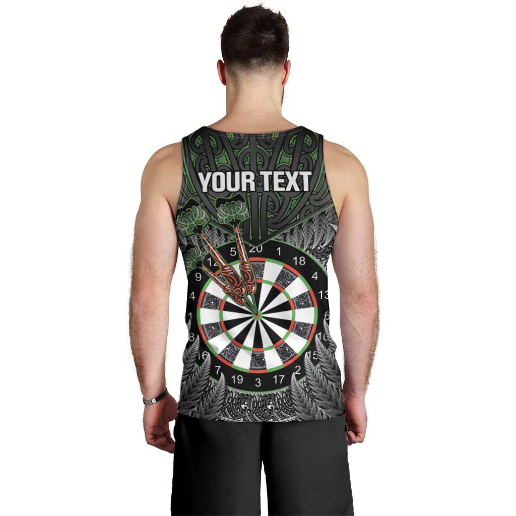 Personalised New Zealand Darts Men Tank Top Dartboard Maori Fern Puhoro Art LT14 - Polynesian Pride