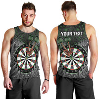Personalised New Zealand Darts Men Tank Top Dartboard Maori Fern Puhoro Art LT14 - Polynesian Pride