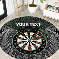 Personalised New Zealand Darts Round Carpet Dartboard Maori Fern Puhoro Art LT14 Black - Polynesian Pride