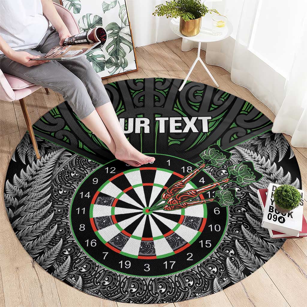 Personalised New Zealand Darts Round Carpet Dartboard Maori Fern Puhoro Art LT14 - Polynesian Pride