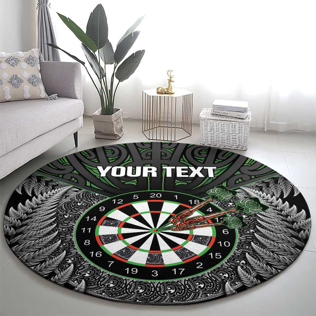 Personalised New Zealand Darts Round Carpet Dartboard Maori Fern Puhoro Art LT14 - Polynesian Pride