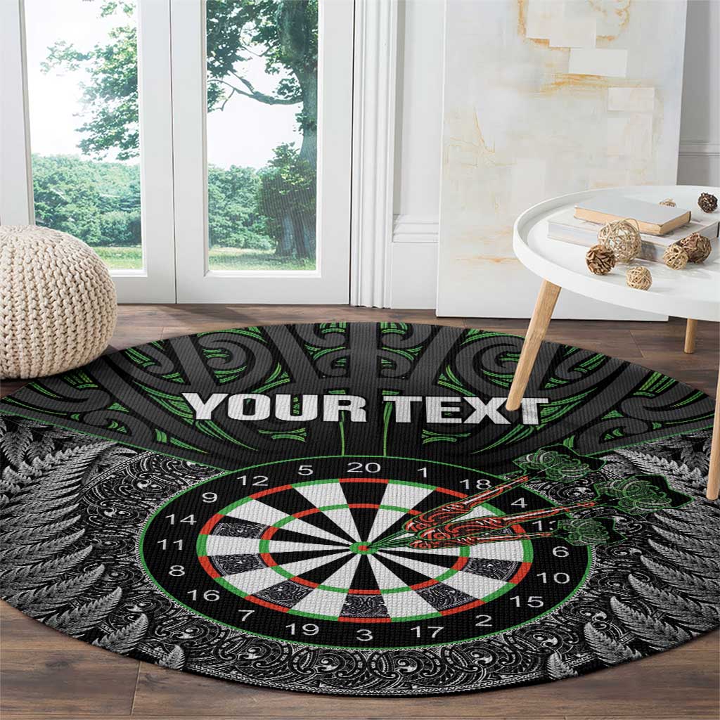 Personalised New Zealand Darts Round Carpet Dartboard Maori Fern Puhoro Art LT14 - Polynesian Pride