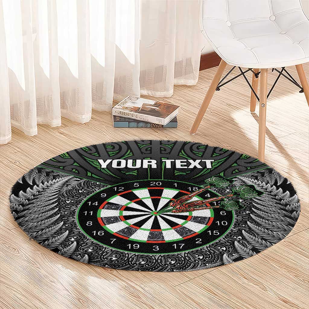 Personalised New Zealand Darts Round Carpet Dartboard Maori Fern Puhoro Art LT14 - Polynesian Pride