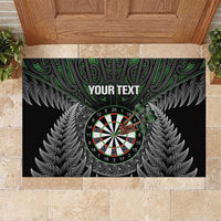 Personalised New Zealand Darts Rubber Doormat Dartboard Maori Fern Puhoro Art LT14 Black - Polynesian Pride