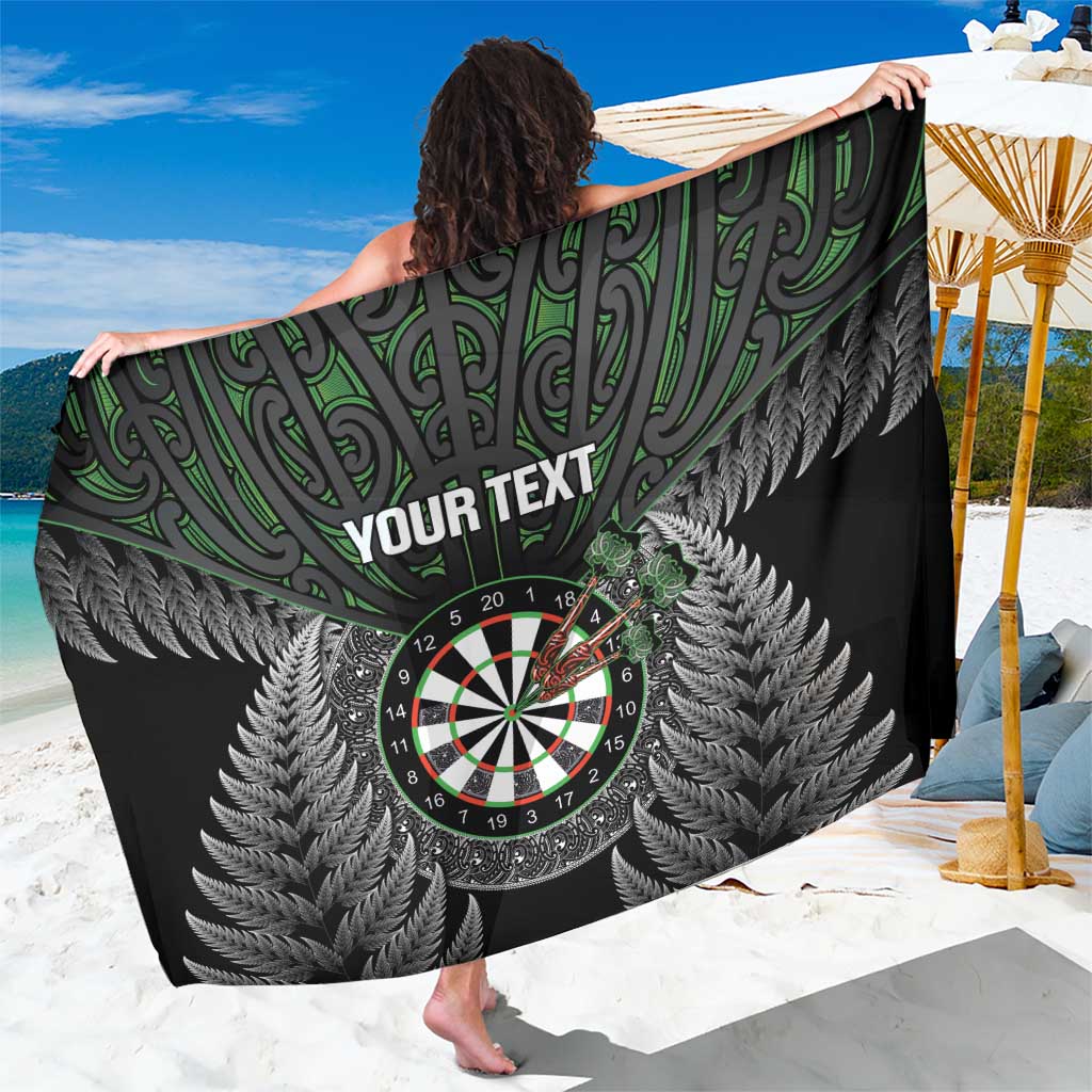 Personalised New Zealand Darts Sarong Dartboard Maori Fern Puhoro Art LT14 One Size 44 x 66 inches Black - Polynesian Pride