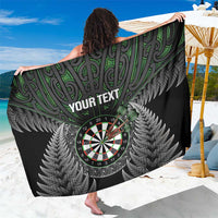 Personalised New Zealand Darts Sarong Dartboard Maori Fern Puhoro Art LT14 One Size 44 x 66 inches Black - Polynesian Pride