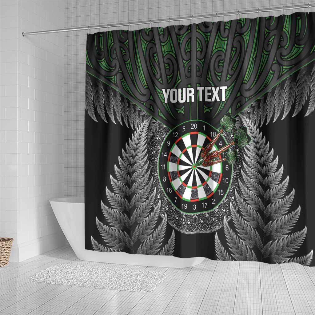 Personalised New Zealand Darts Shower Curtain Dartboard Maori Fern Puhoro Art LT14 - Polynesian Pride