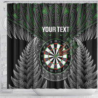 Personalised New Zealand Darts Shower Curtain Dartboard Maori Fern Puhoro Art LT14 - Polynesian Pride