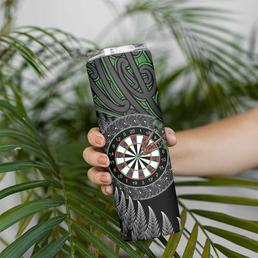 Personalised New Zealand Darts Skinny Tumbler Dartboard Maori Fern Puhoro Art LT14 - Polynesian Pride
