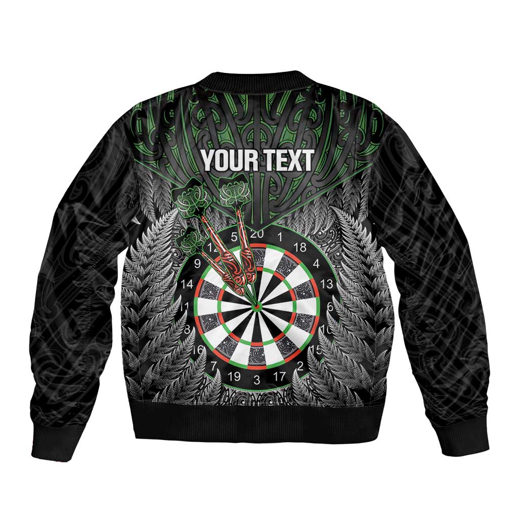 Personalised New Zealand Darts Sleeve Zip Bomber Jacket Dartboard Maori Fern Puhoro Art LT14 - Polynesian Pride