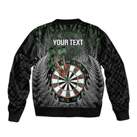 Personalised New Zealand Darts Sleeve Zip Bomber Jacket Dartboard Maori Fern Puhoro Art LT14 - Polynesian Pride