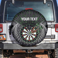 Personalised New Zealand Darts Spare Tire Cover Dartboard Maori Fern Puhoro Art LT14 Black - Polynesian Pride