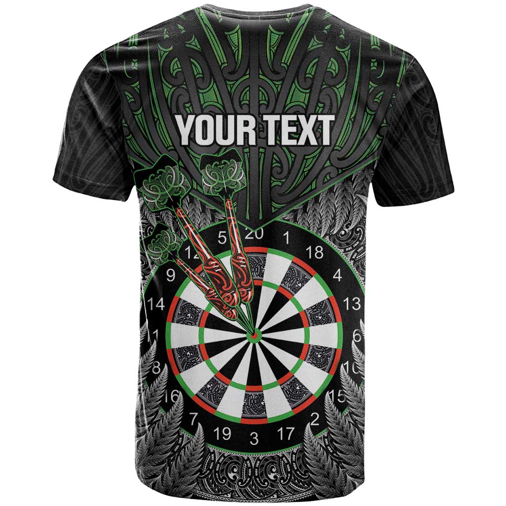 Personalised New Zealand Darts T Shirt Dartboard Maori Fern Puhoro Art LT14 - Polynesian Pride