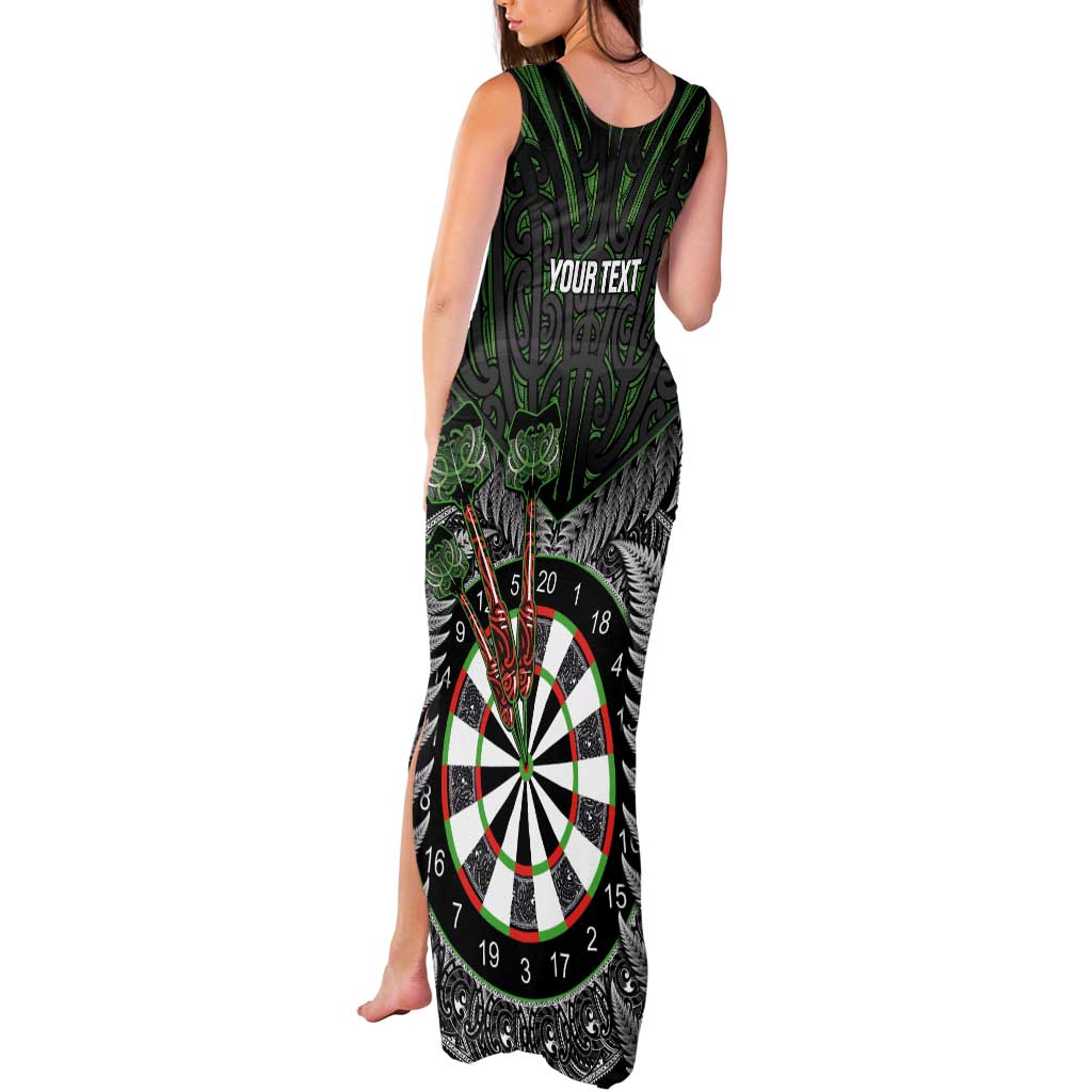 Personalised New Zealand Darts Tank Maxi Dress Dartboard Maori Fern Puhoro Art LT14 - Polynesian Pride