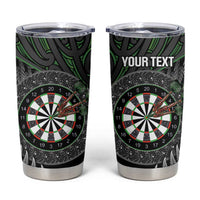 Personalised New Zealand Darts Tumbler Cup Dartboard Maori Fern Puhoro Art LT14 Black - Polynesian Pride