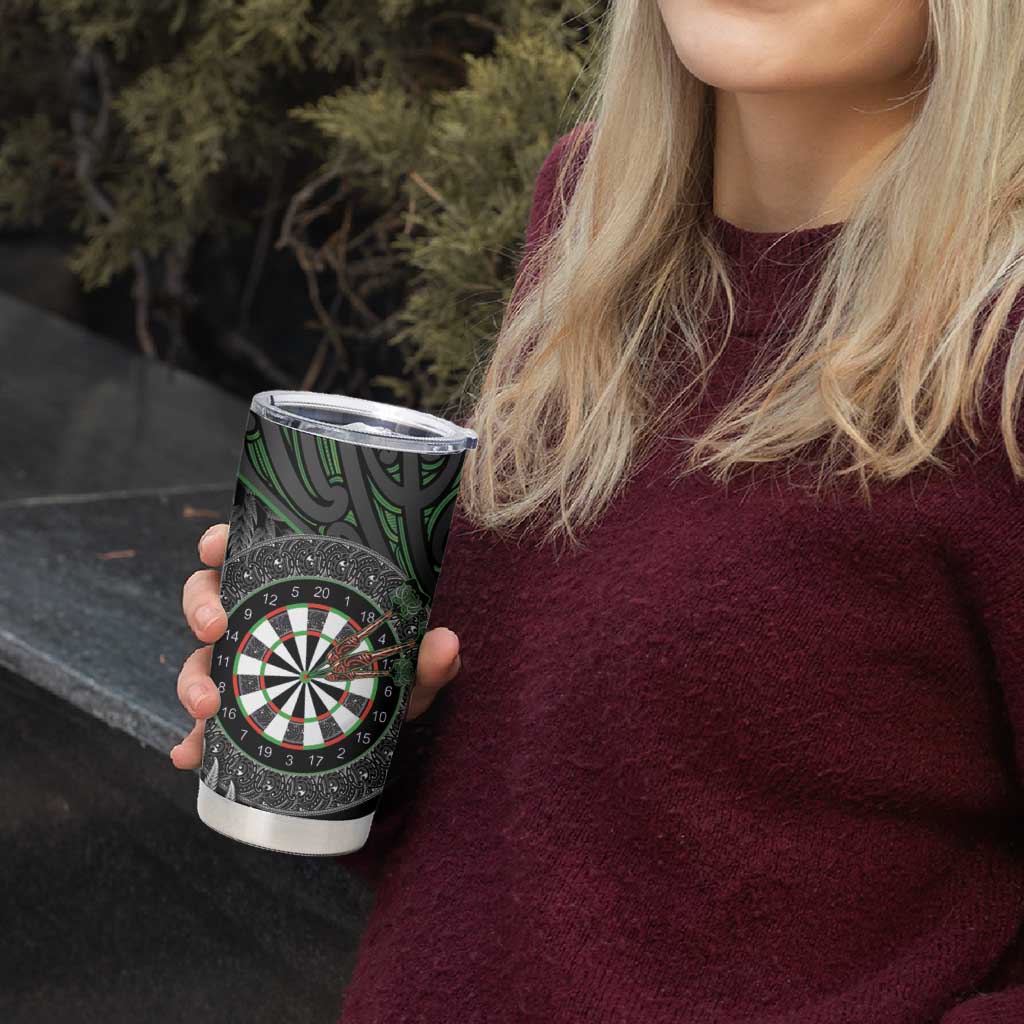 Personalised New Zealand Darts Tumbler Cup Dartboard Maori Fern Puhoro Art LT14 - Polynesian Pride