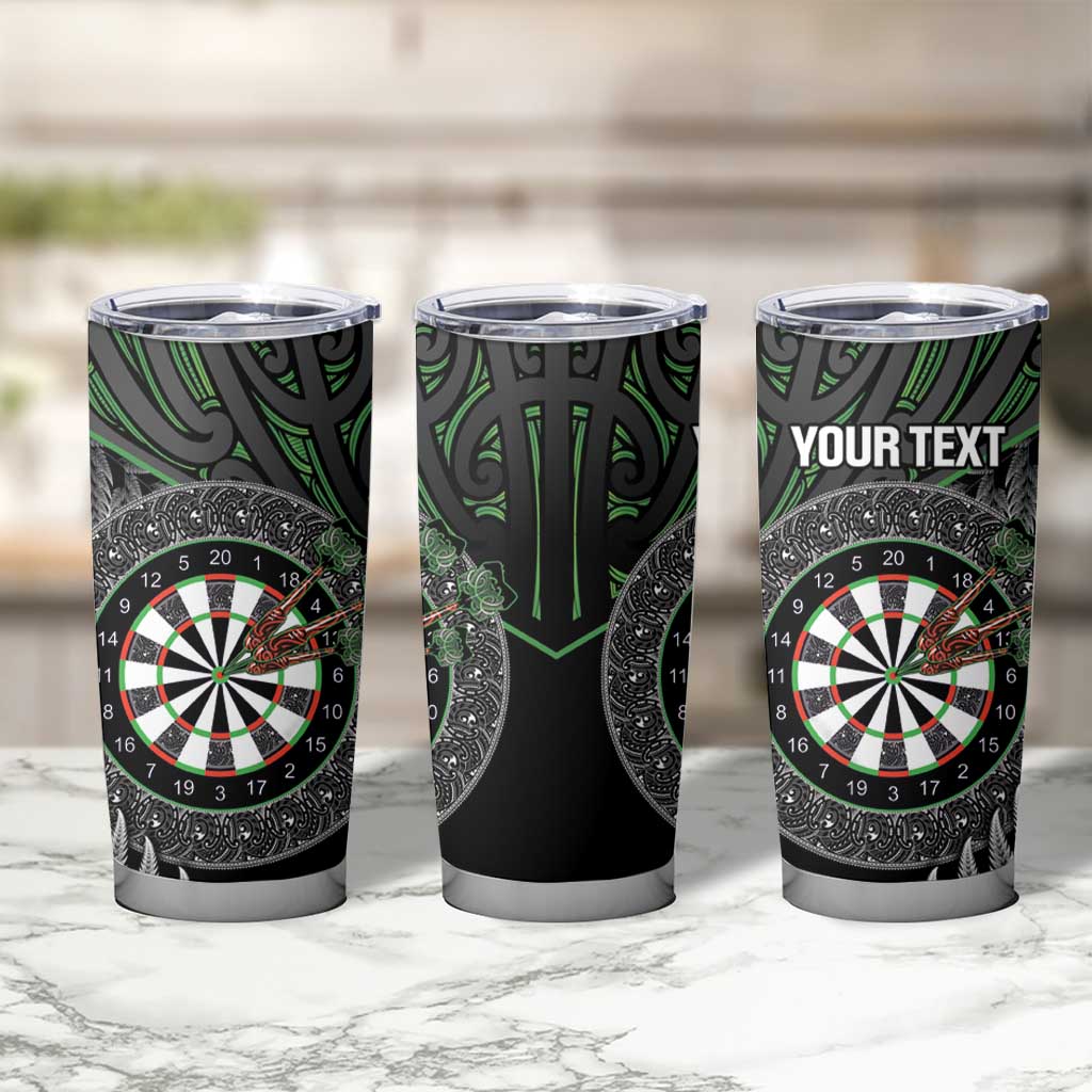Personalised New Zealand Darts Tumbler Cup Dartboard Maori Fern Puhoro Art LT14 - Polynesian Pride