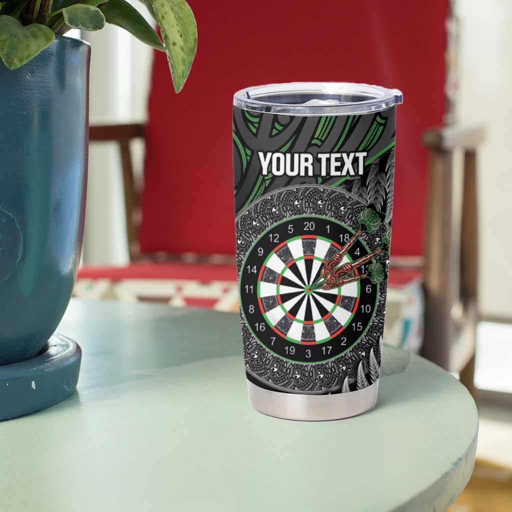 Personalised New Zealand Darts Tumbler Cup Dartboard Maori Fern Puhoro Art LT14 - Polynesian Pride