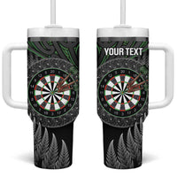 Personalised New Zealand Darts Tumbler With Handle Dartboard Maori Fern Puhoro Art LT14 One Size: 40 oz Black - Polynesian Pride