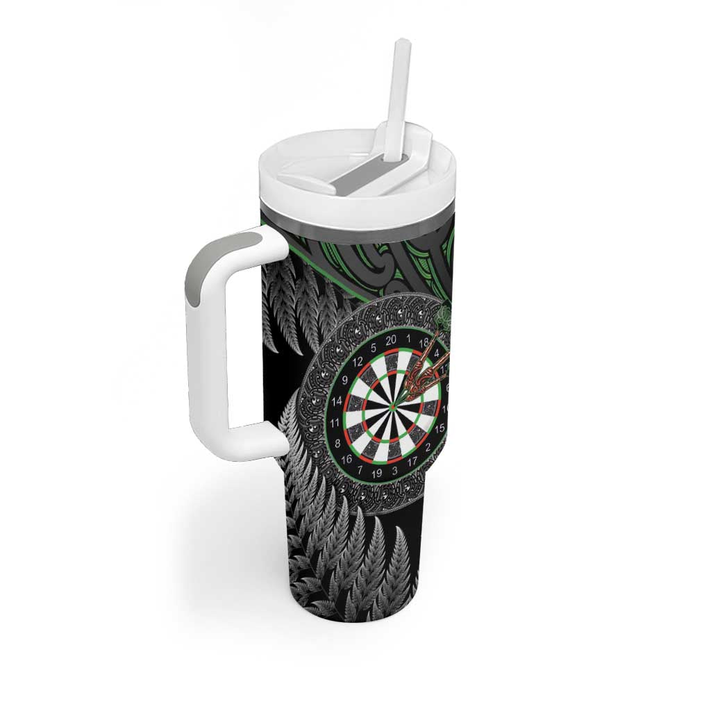 Personalised New Zealand Darts Tumbler With Handle Dartboard Maori Fern Puhoro Art LT14 - Polynesian Pride