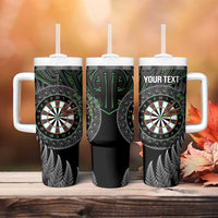 Personalised New Zealand Darts Tumbler With Handle Dartboard Maori Fern Puhoro Art LT14 - Polynesian Pride