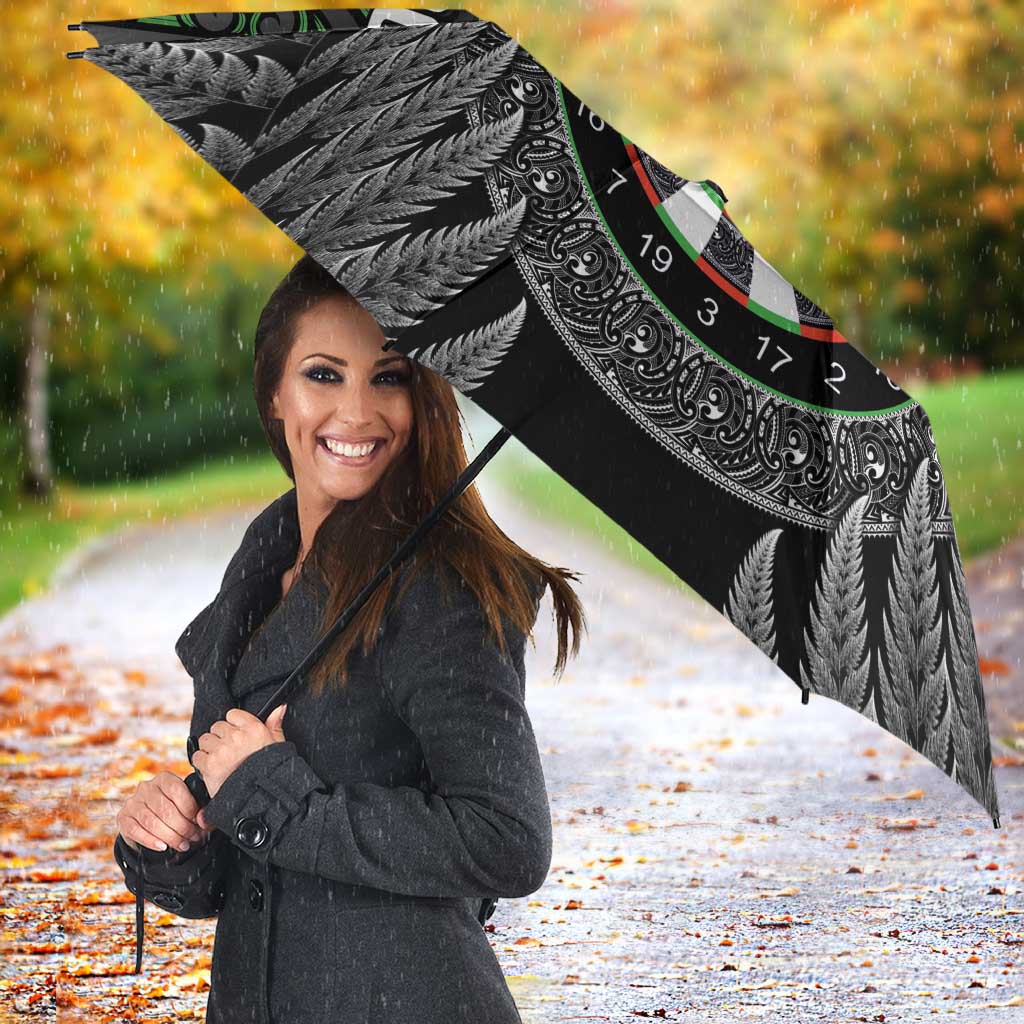 Personalised New Zealand Darts Umbrella Dartboard Maori Fern Puhoro Art - Polynesian Pride