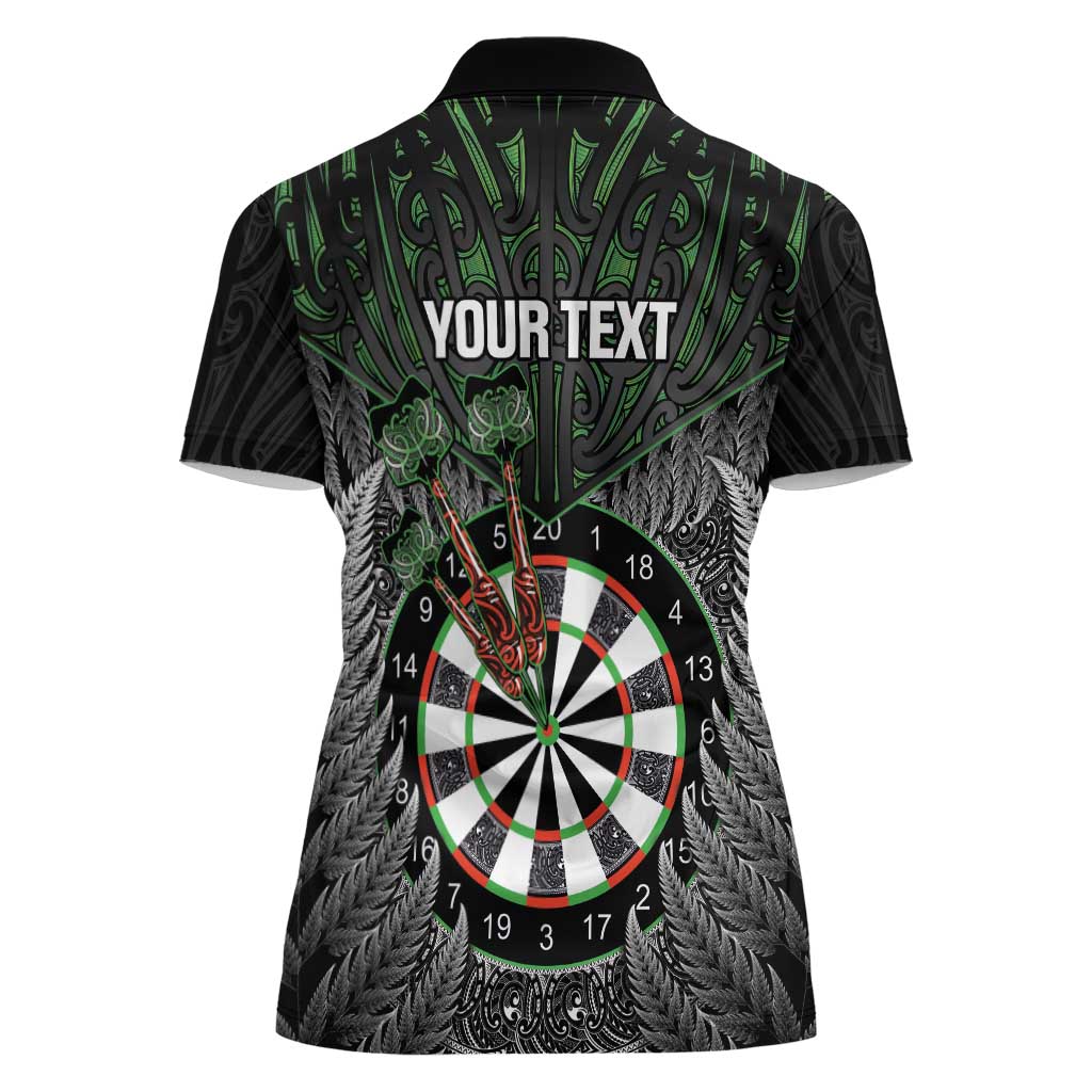Personalised New Zealand Darts Women Polo Shirt Dartboard Maori Fern Puhoro Art LT14 - Polynesian Pride