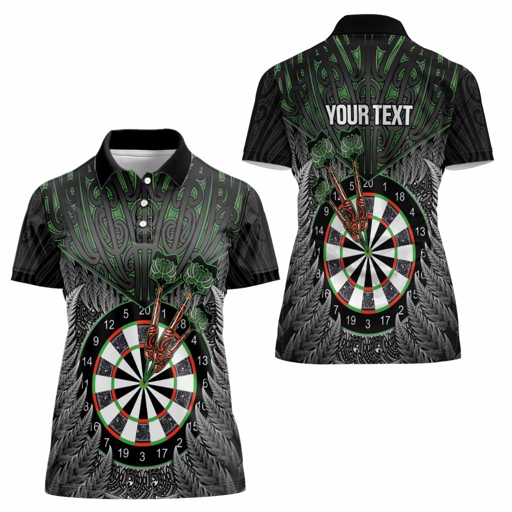 Personalised New Zealand Darts Women Polo Shirt Dartboard Maori Fern Puhoro Art LT14 - Polynesian Pride