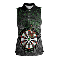 Personalised New Zealand Darts Women Sleeveless Polo Shirt Dartboard Maori Fern Puhoro Art LT14 Female Black - Polynesian Pride