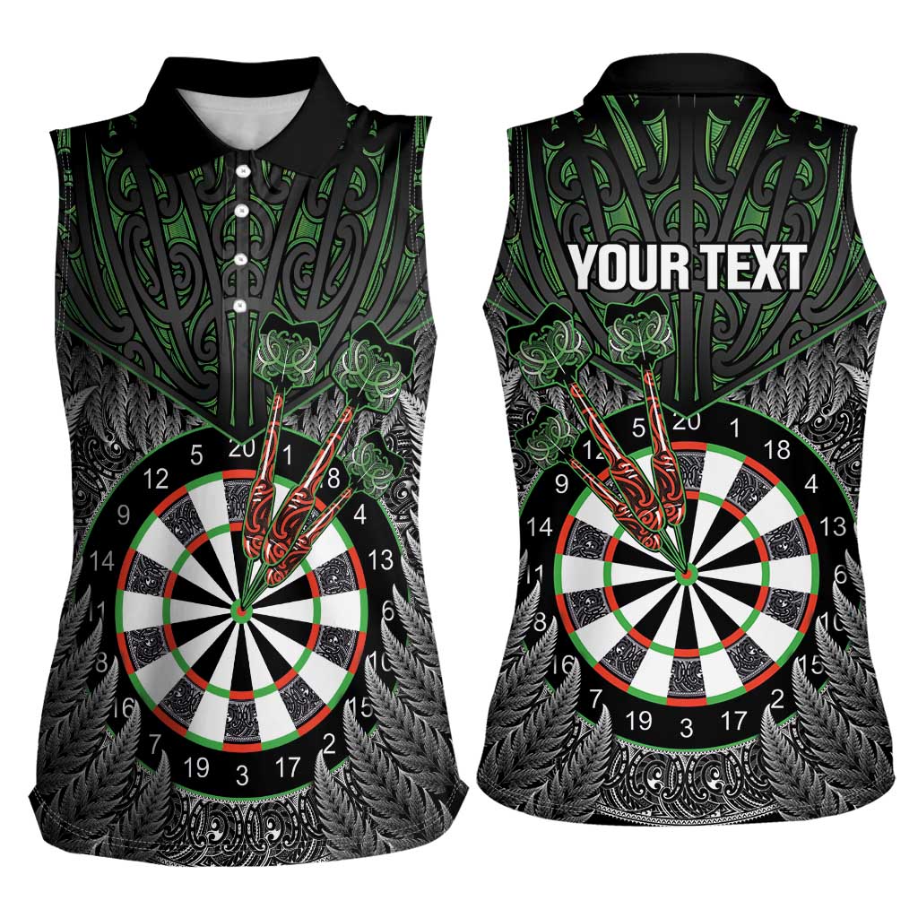 Personalised New Zealand Darts Women Sleeveless Polo Shirt Dartboard Maori Fern Puhoro Art LT14 - Polynesian Pride