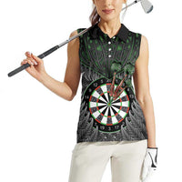 Personalised New Zealand Darts Women Sleeveless Polo Shirt Dartboard Maori Fern Puhoro Art LT14 - Polynesian Pride