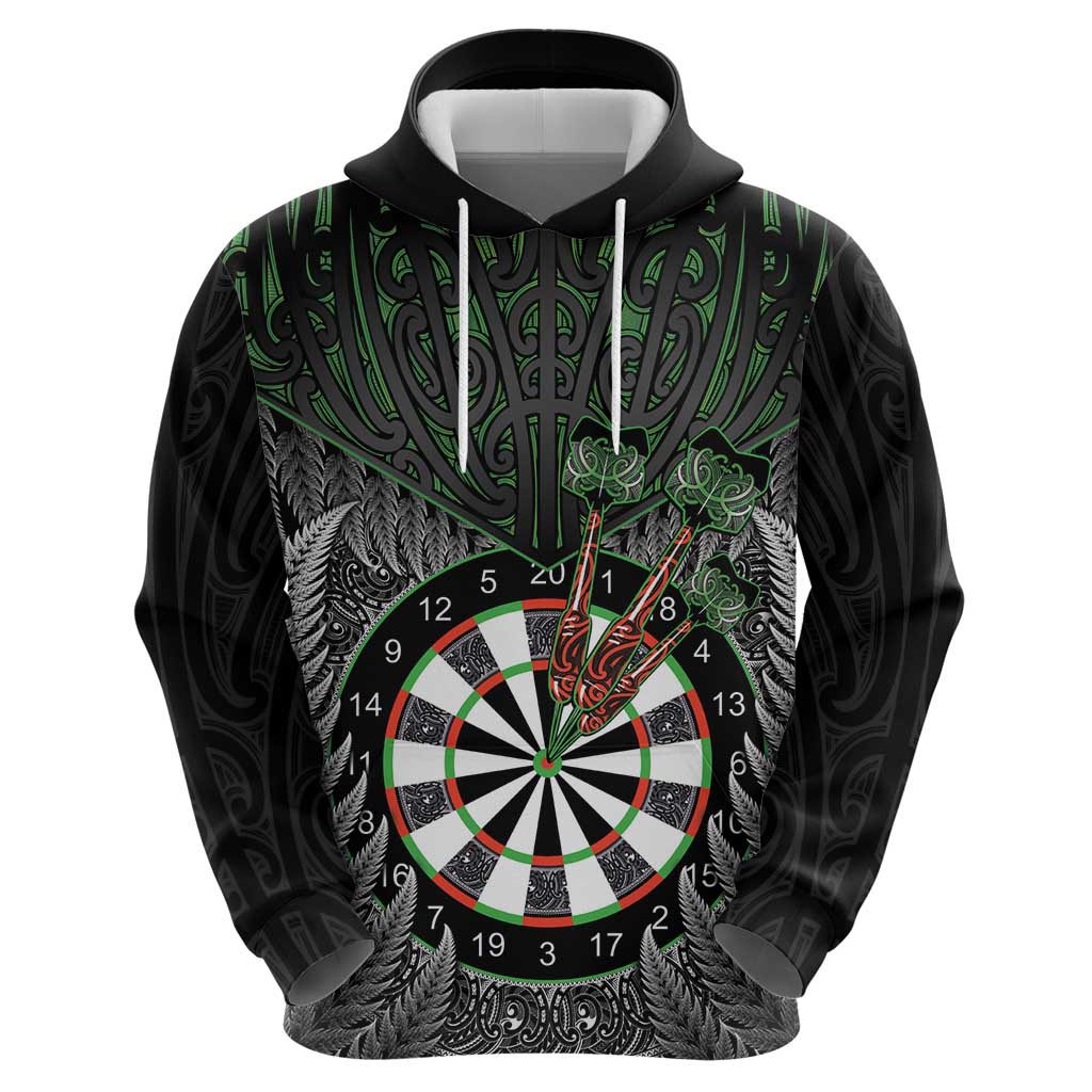 Personalised New Zealand Darts Zip Hoodie Dartboard Maori Fern Puhoro Art LT14 - Polynesian Pride