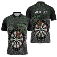 Personalised New Zealand Darts Zipper Polo Shirt Dartboard Maori Fern Puhoro Art - Polynesian Pride