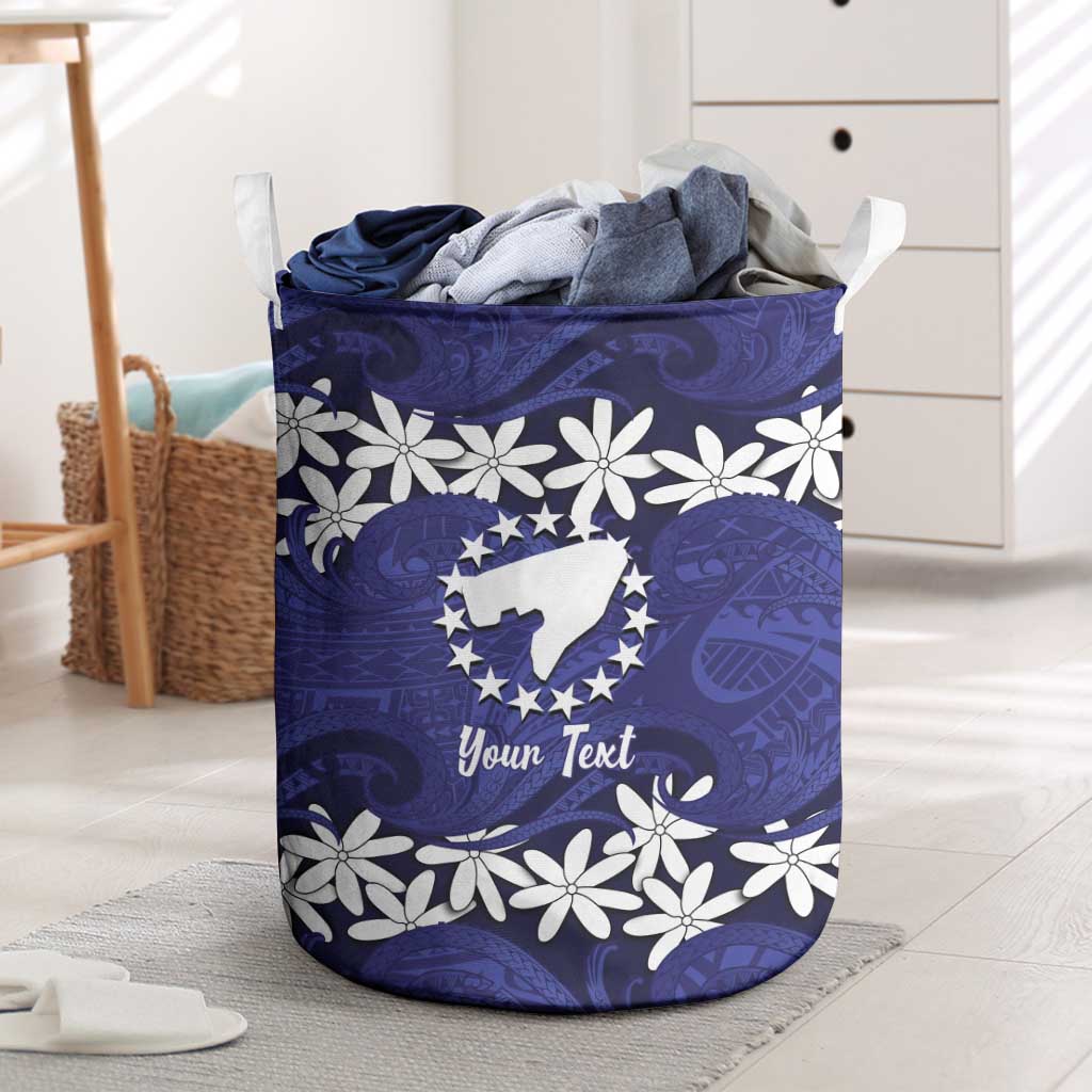 Personalised Cook Islands Pukapuka Laundry Basket Tiare Maori Polynesian Waves Tattoo