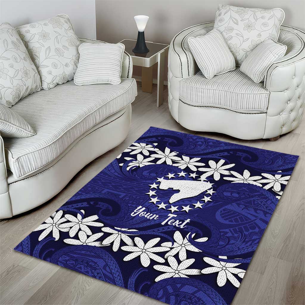 Personalised Cook Islands Pukapuka Area Rug Tiare Maori Polynesian Waves Tattoo