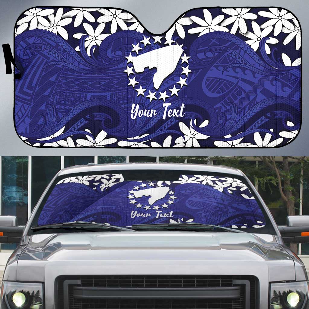 Personalised Cook Islands Pukapuka Auto Sun Shade Tiare Maori Polynesian Waves Tattoo