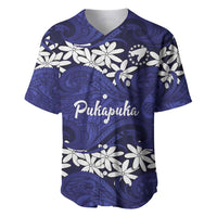 Personalised Cook Islands Pukapuka Baseball Jersey Tiare Maori Polynesian Waves Tattoo