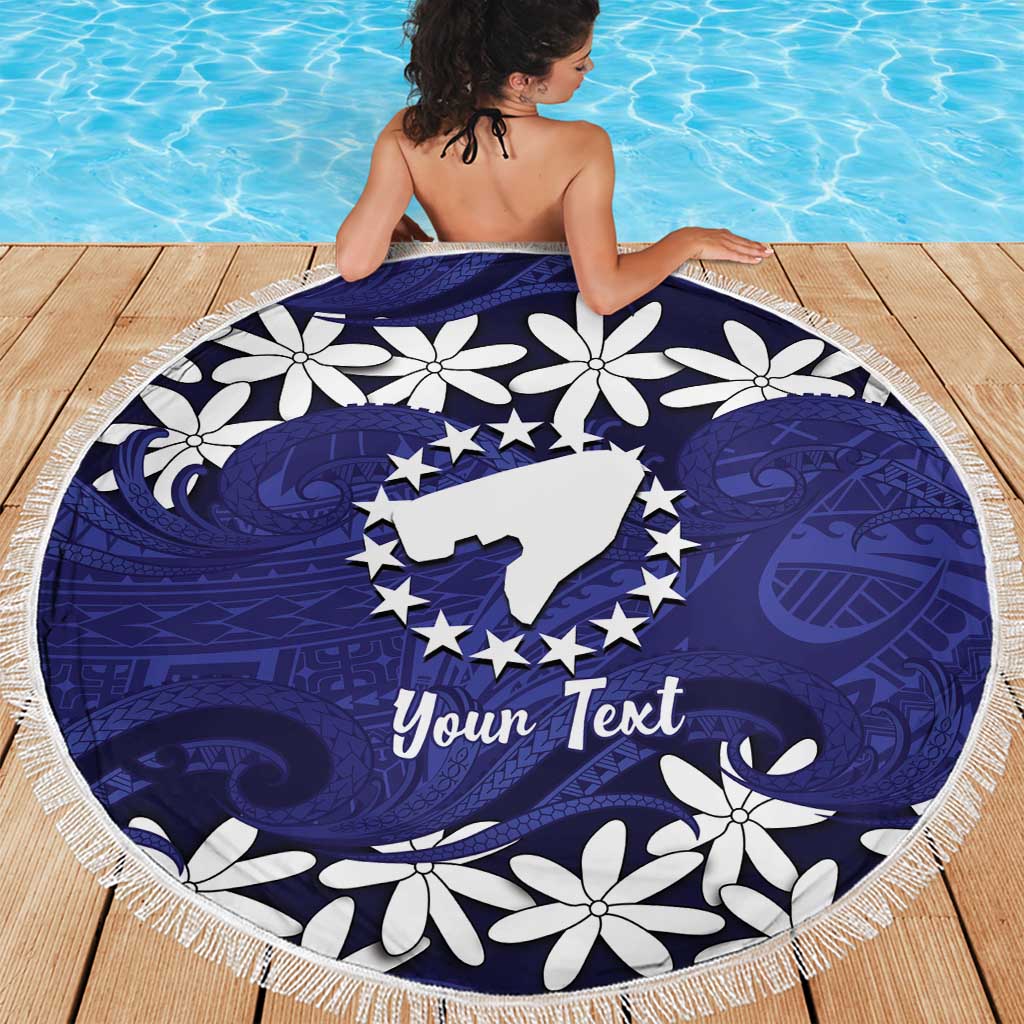 Personalised Cook Islands Pukapuka Beach Blanket Tiare Maori Polynesian Waves Tattoo