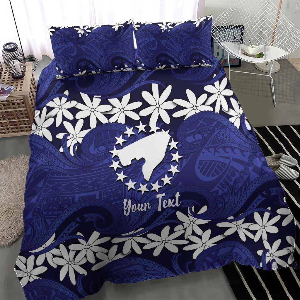 Personalised Cook Islands Pukapuka Bedding Set Tiare Maori Polynesian Waves Tattoo