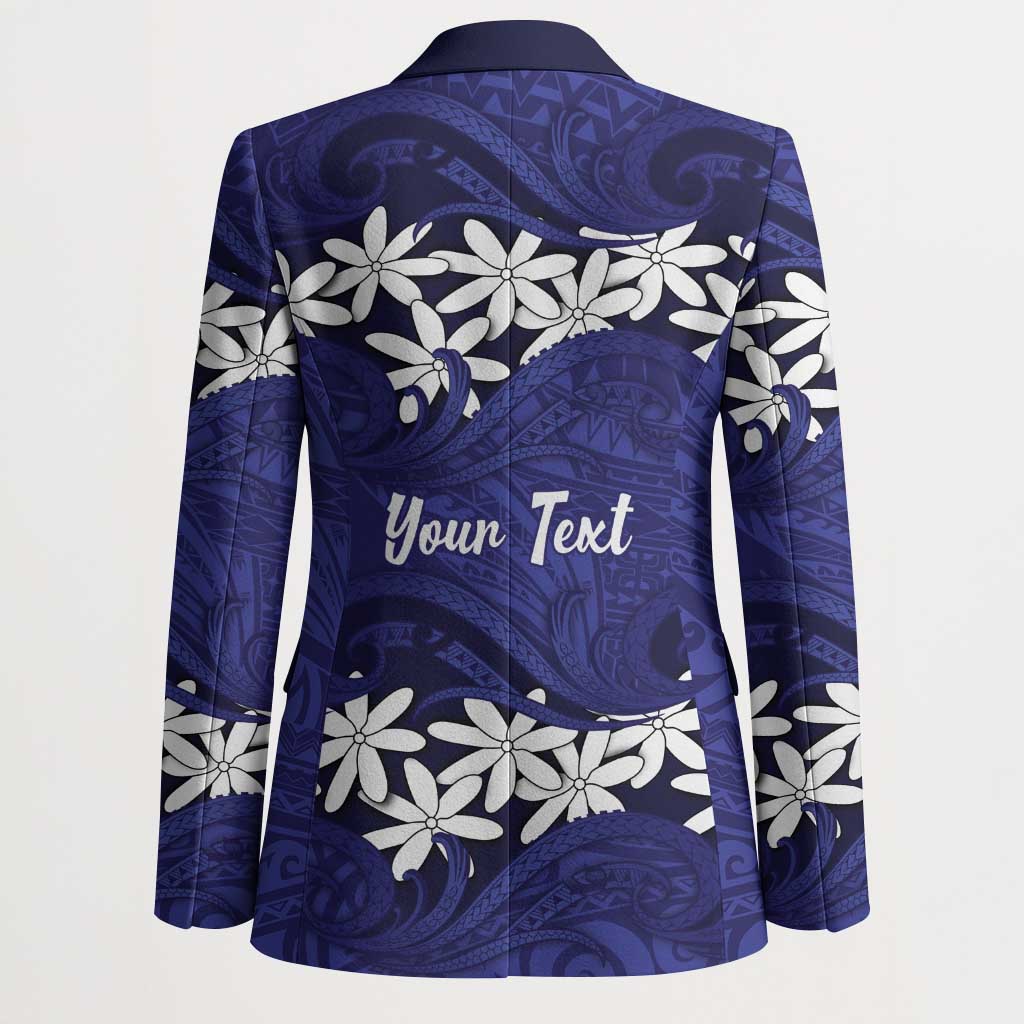 Personalised Cook Islands Pukapuka Blazer Tiare Maori Polynesian Waves Tattoo
